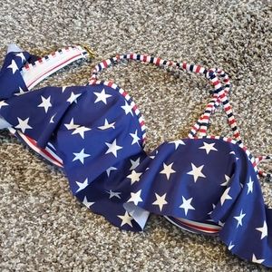 Red, white and blue bikini top
